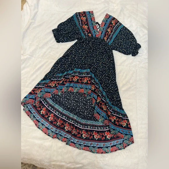 🌿 Umgee Boho High-Low Floral Paisley Dress - Picture 3 of 9